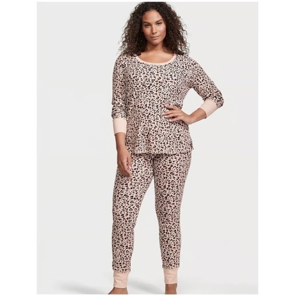 Victoria’s Secret Leopard Print Thermal Long Sleeve Pajama Set